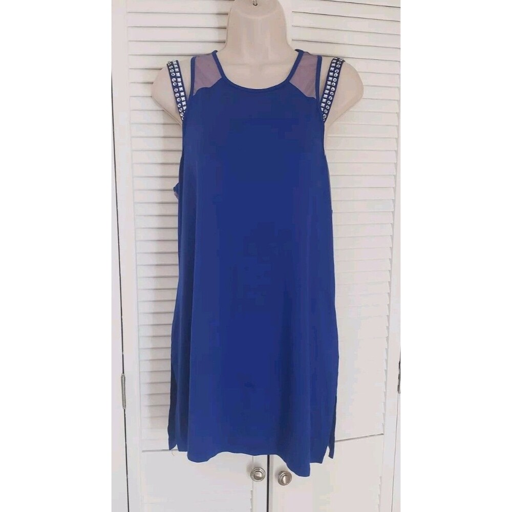 CABLE AND GAUGE ROYAL BLUE EMBELLISHED COLD SHOULDER TOP LARGE